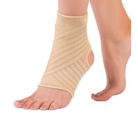 Actesso Ankle Support Sleeve with Strap - The Ultimate Support for Weak Ankles, Sprains and Sports Injury. Ideal for Men & Women & Left or Right (M (Pack of 1), Beige)