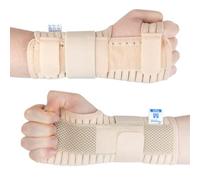 Actesso Breathable Wrist Brace Splint with Support Strap - Ideal for Carpal Tunnel, Sprains, and Tendonitis (Beige, Right Hand, Small)