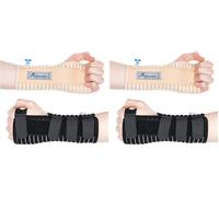 Actesso Breathable Wrist Support Brace Splint - Ideal for Carpal Tunnel, Sprains, and Tendonitis (Beige, Medium Left) (Pack of 2)