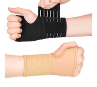 Actesso Elastic Wrist Support With Strap - Ideal for Sprains, Injury or Tendonitis with no metal bar - Support without inhibiting flexibility | Left or Right (Beige, S (Pack of 1))