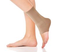 Actesso Elasticated Ankle Support Sleeve - Pain relief and stabilisation for weak or Injured ankles. Black or Beige & left or right use (Beige, Large)