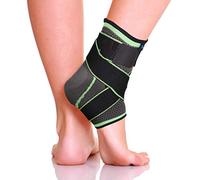 Actesso Sports Ankle Sleeve with Strap - the Ultimate Support for Sprains and Sports Injury (Green, XL (28-32 cm))