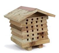 Actiasbee Cedar Solitary Beehive for Mason & Leafcutter Bees - Natural Woodn Bee House with Removable Cell Trays