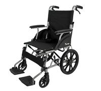 Actiasgear - Aluminium Wheelchair - Lightweight, Folding, Compact Travel Transit Aid with Hand Brake, Black (YES - I am VAT Exempt)