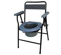 Actiasgear Folding Steel Portable Commode Chair with Safety Lock and 9 Litre Pail, Grey