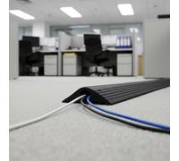 Actiasgear Heavy Duty Floor Cable Protector - Black Rubber Wire Cover Tidy Trunking - Anti-Slip Cable Management Channel for Office, Home & Events (10cm x 3cm x 1m)