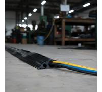 Actiasgear Heavy Duty Rubber Floor Cable Protector 4M Long Black Cable Management Channel
