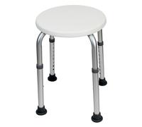 Actiasgear Round Bath Stool, Height Adjustable Shower Seat with Anti-slip Feet, White, Aluminium Frame (YES - I am VAT Exempt)