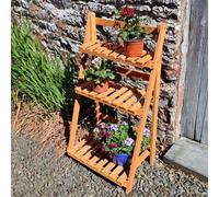 Actiasgear Wooden Shelf Foldable Rack Flower Plant Pot Stand Storage Display Holder 3 Tier