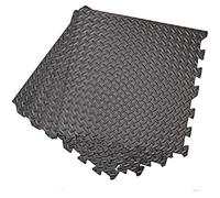 Actiasmat Interlocking EVA Foam Gym Mats - Diamond Plate Pattern Tiles - Protective Garage, Home Gym & Workshop Flooring - Multiple Colours & Pack Quantities Available (Black, 4 Mats (16 Sq Ft))
