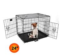 Actiaspet 24 inch dog metal cage in black with two opening doors 21047