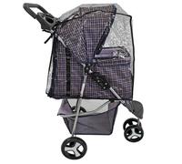 Actiaspet 3 Wheel Blue Tartan Pet Stroller Dog Cat Puppy Pram Travel Cart Jogging Buggy Carrier With Cover