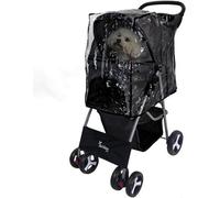 Actiaspet 4 Wheel Black Pet Stroller Dog Cat Puppy Pram Travel Cart Jogging Buggy Carrier With Cover