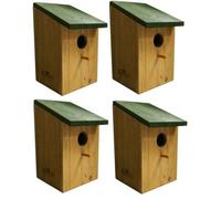 Actiaspet 4 X Wooden Bird Nesting Box Small Nest Traditional Wood House Robin Blue Tit
