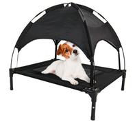Actiaspet Black Elevated Mesh Pet Bed With Canopy Medium