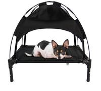 Actiaspet Black Elevated Mesh Pet Bed With Canopy Small