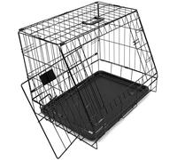 Actiaspet - Black Metal Sloping Dog Crate (24 inch) | Car Boot Pet Cage with Removable Tray