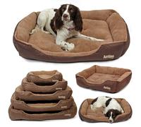 Actiaspet Brown Faux Leather Dog Bed Small