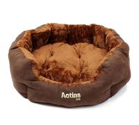 Actiaspet - Deluxe Dog Bed Suede with Faux Fur Fleece Lining (M) | Washable suede dog bed with faux fur fleece lining, reversible cushion and raised sides for cosy comfort.