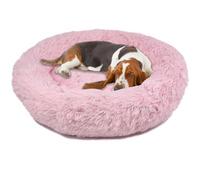 Actiaspet Dog Cat Bed Fluffy Donut Kitten Puppy Pet Cushion Calming Mattress Pink L