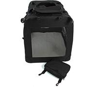 Actiaspet Fabric Dog Crate Cat Puppy Pet Carrier Travel Portable Kennel Cage House (Black, Large)