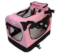 Actiaspet Fabric Pet Carrier Crate - Soft-Sided Travel Kennel for Dogs, Cats & Puppies - Foldable with Faux Sheepskin Bed, Mesh Windows, Treat Bag