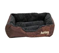 Easipet Washable Dog & Cat Bed, Soft Faux Fur Fleece Cushion, Comfortable Pet Basket for Puppies (S, Brown)