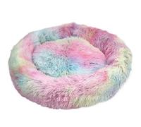 Actiaspet - Fluffy Donut Pet Bed | Washable Dog Cat Cushion in Multiple Colours (Rainbow, Large)