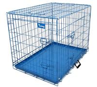 Actiaspet Foldable Metal Dog Cage Crate with Removable Tray Blue (Blue, Large)