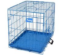 Actiaspet Foldable Metal Dog Cage Crate with Removable Tray Blue (Blue, Small)