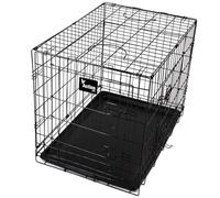 Actiaspet Foldable Metal Dog Cage Crate with Tray Black Multiple Sizes (Black, Large)
