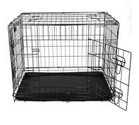 Actiaspet Foldable Metal Dog Cage Crate with Tray Black Multiple Sizes (Black, Medium)