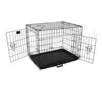Actiaspet Foldable Metal Dog Cage Crate with Tray Black Multiple Sizes (Black, Small)