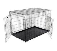 Actiaspet Foldable Metal Dog Cage Crate with Tray Black Multiple Sizes (Black, XX Large)