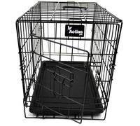 Actiaspet - Foldable Metal Dog Cage with Removable Tray (Black, 20 Inch)
