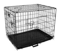 Actiaspet - Foldable Metal Dog Cage with Removable Tray (Black, 36 Inch)