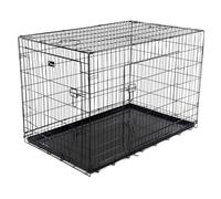Actiaspet - Foldable Metal Dog Cage with Removable Tray (Black, 48 Inch)