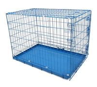 Actiaspet - Foldable Metal Dog Cage with Removable Tray (Blue, 30 Inch)