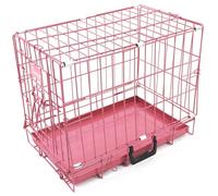 Actiaspet - Foldable Metal Dog Cage with Removable Tray (Pink, 20 Inch)