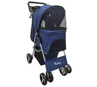 Actiaspet Foldable Pet Stroller Dog Cat Pushchair 15kg Multiple Colours (Navy Blue, Stroller)