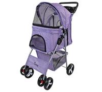 Actiaspet Foldable Pet Stroller Dog Cat Pushchair 15kg Multiple Colours (Purple Dot, Stroller)