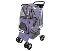 Actiaspet Foldable Pet Stroller Dog Cat Pushchair 15kg Multiple Colours (Purple Dot, Stroller + Cover)