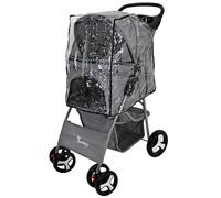 Actiaspet - Foldable Pet Stroller with Swivel Wheels | 15kg Carrying Capacity Collapsable Pet Push Chair Buggy (Grey, Stroller + Cover)