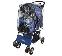 Actiaspet - Foldable Pet Stroller with Swivel Wheels | 15kg Carrying Capacity Collapsable Pet Push Chair Buggy (Navy Blue, Stroller + Cover)