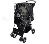 Actiaspet - Foldable Pet Stroller with Swivel Wheels | 15kg Carrying Capacity Collapsable Pet Push Chair Buggy (Black, Stroller + Cover)