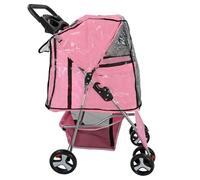 Actiaspet - Foldable Pet Stroller with Swivel Wheels | 15kg Carrying Capacity Collapsable Pet Push Chair Buggy (Pink, Stroller + Cover)