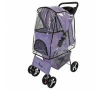 Actiaspet Foldable Pet Stroller With Swivel Wheels (Purple Dot, Stroller With Cover)