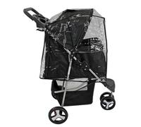 Actiaspet - Foldable Pet Stroller with Weather Protection and Swivel Wheels | 15kg Carrying Capacity (Black, Stroller + Cover)
