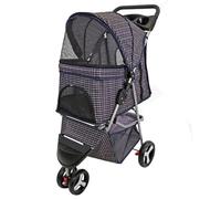 Actiaspet - Foldable Pet Stroller with Weather Protection and Swivel Wheels | 15kg Carrying Capacity (Blue Tartan, One Size)