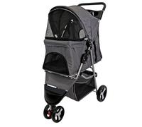 Actiaspet - Foldable Pet Stroller with Weather Protection and Swivel Wheels | 15kg Carrying Capacity (Grey, One Size)